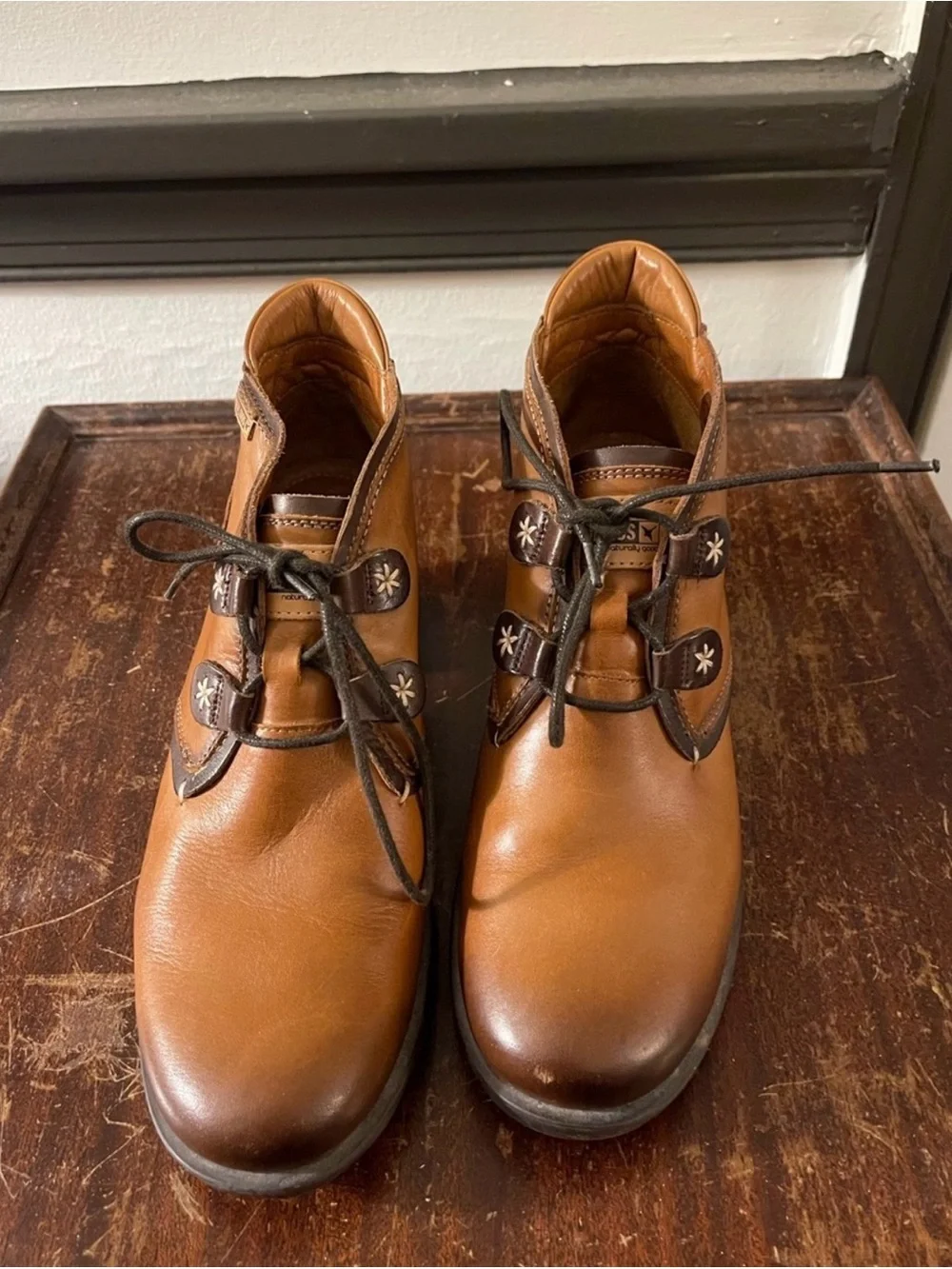 Like New Pikolinos Cognac Leather Lace-Up Ankle Boots - Size 39/8.5